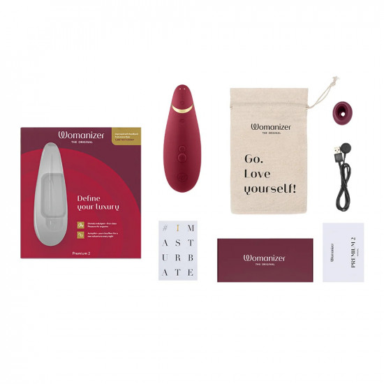 Бесконтактный клиторальный стимулятор Womanizer Premium 2 бордовый