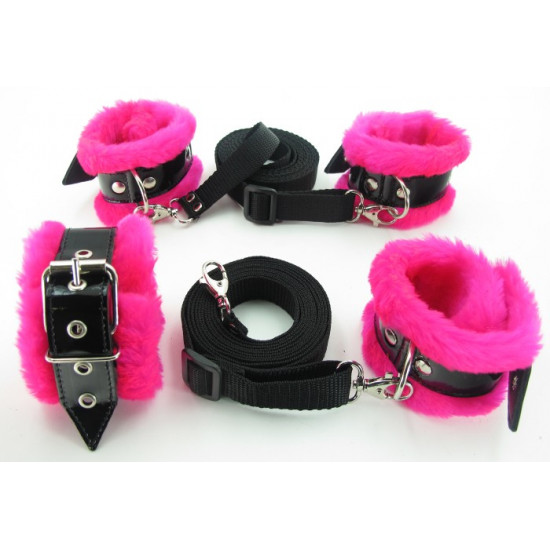Набор на кровать с розовым мехом BDSM Light 760007ars