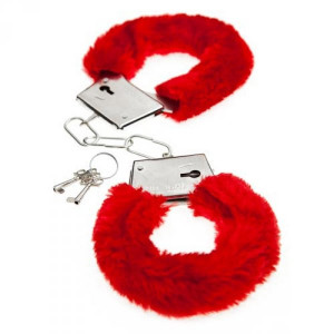 Меховые наручники Love красные BI-026024RED