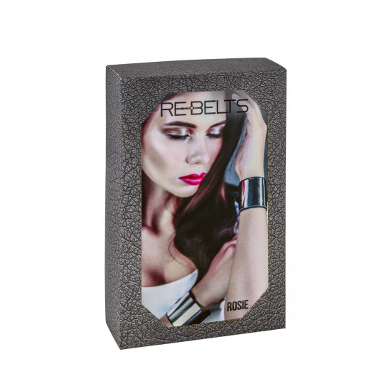 Наручники черные с зеркальным элементом Rosie Black 7733rebelts