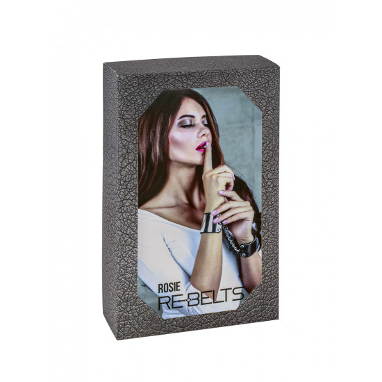 Наручники черные с зеркальным элементом Rosie Black 7733rebelts
