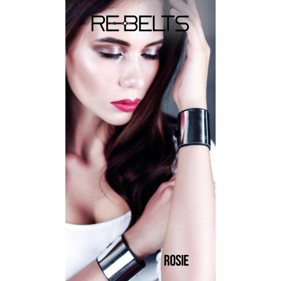Наручники черные с зеркальным элементом Rosie Black 7733rebelts