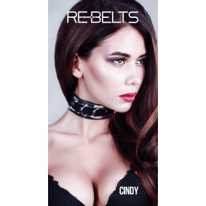 Ошейник черный с зеркальным элементом Cindy Black 7731rebelts