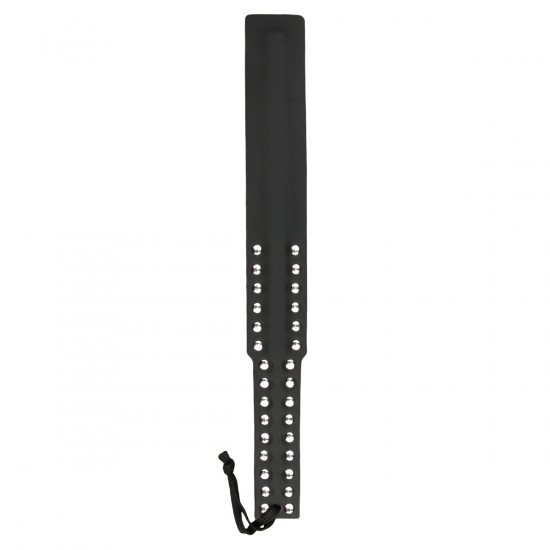 Шлепалка Easytoys Long Leather Paddle Studded ET286BLK