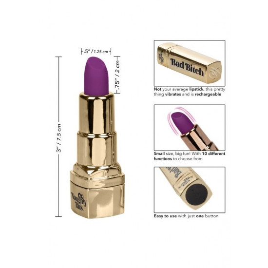 Перезарежаемый миниатюрный вибромассажер в виде помады Naughty Bits Bad Bitch Lipstick