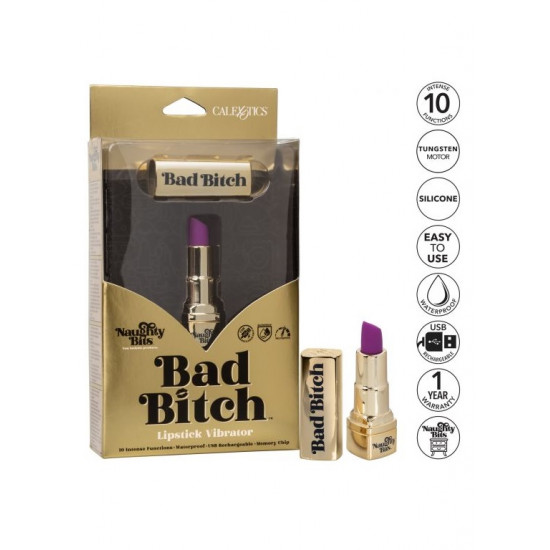 Перезарежаемый миниатюрный вибромассажер в виде помады Naughty Bits Bad Bitch Lipstick
