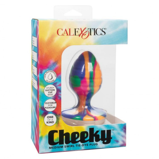 Текстурированная анальная пробка M из силикона CHEEKY MED SWIRL TIE-DYE PLUG