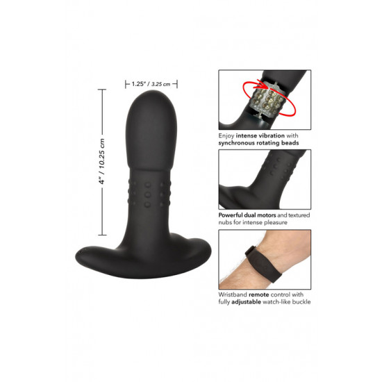 Перезарежаемый анальный стимулятор Beaded Probe с функцией ""ротации"" и управлением с браслета