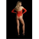 Боди Wonder Rhinestone Bodysuit (красный) со стразами.