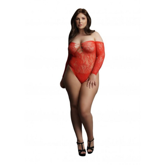 Боди Wonder Rhinestone Bodysuit Plus size (красный) со стразами.