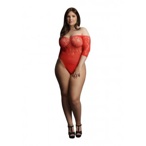 Боди Presents Rhinestone Off Shldr Body Plus size (красный) со стразами на рукавах