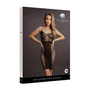 Миниплатье на бретельках Knee-Length Lace and Fishnet Dress