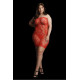 Мини платье без бретелек Star Rhinestone Plus size (красное) со стразами.