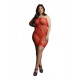 Мини платье без бретелек Star Rhinestone Plus size (красное) со стразами.