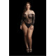 Боди Wonder Rhinestone Bodysuit Plus size (черный) со стразами