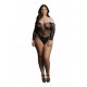Боди Wonder Rhinestone Bodysuit Plus size (черный) со стразами